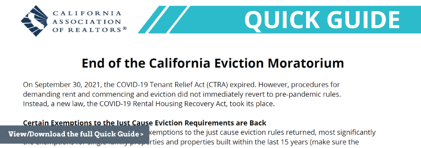 End Of The California Eviction Moratorium